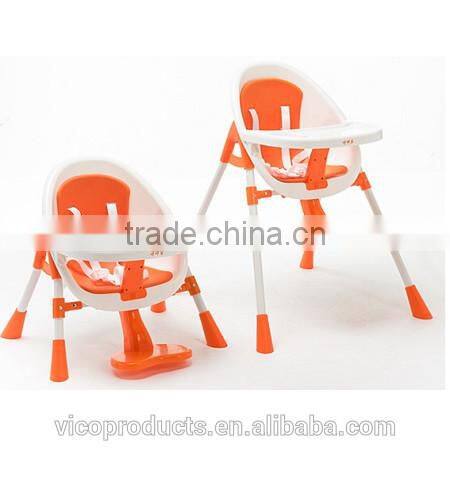 EN14988 safey simple baby folding plastic baby high low chair