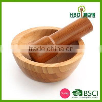 Best selling premium fashion bamboo wooden mortar and pestle set