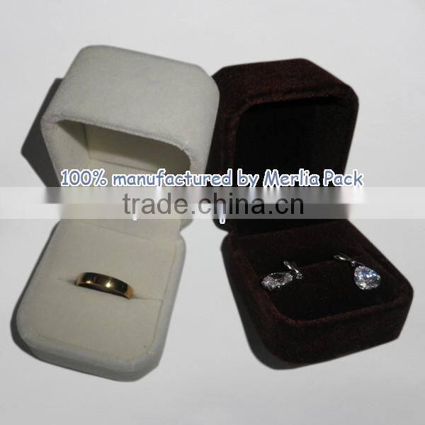 14K Gold Plated Ring Packging Box With Blue White Rhinestones Boxes