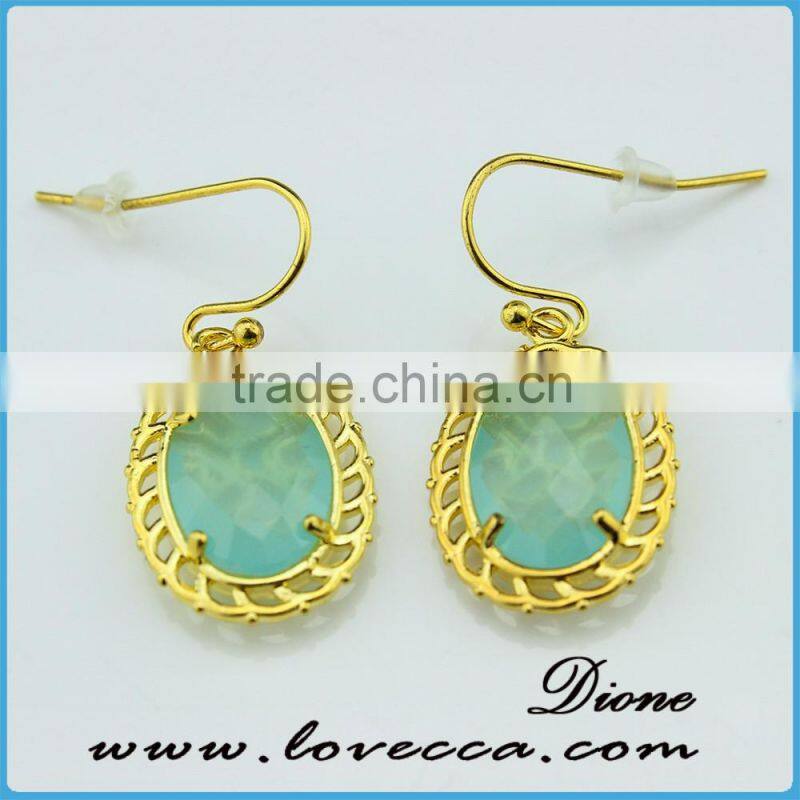 DIY Fashion jewelry Green bezel sets stones cheap drop earring crystal