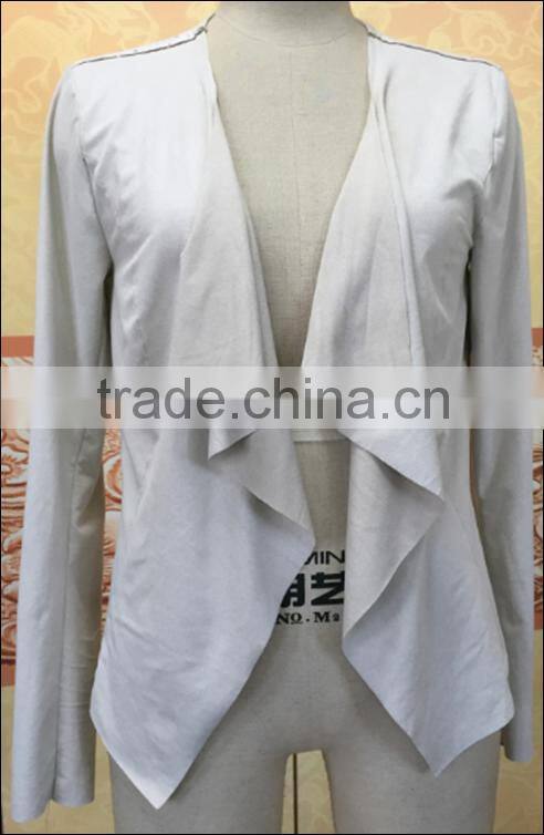 Hot Sale Fashion Women's irregular short suede jacket with punched hole