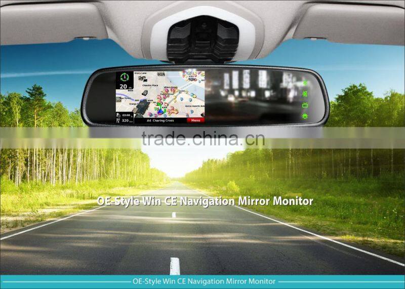 interior GPS mirror bluetooth handsfree car kit and car mp3/mp4/mp5 player touch screen mirror JM043LA