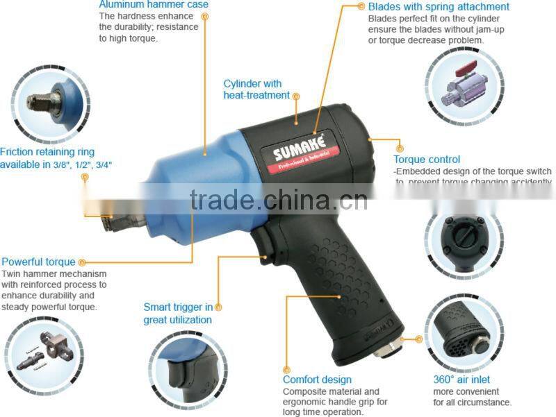 Heavy duty 3/4 inch Composite Twin Hammer Air impact wrench