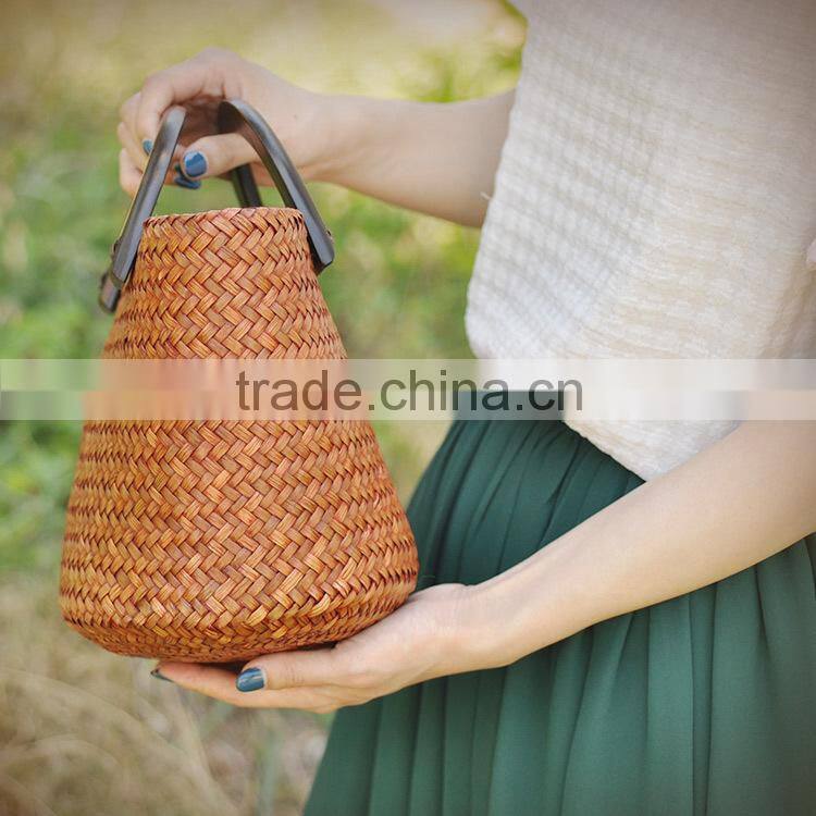 2016 new arrival beautiful straw bag brown women beach bag