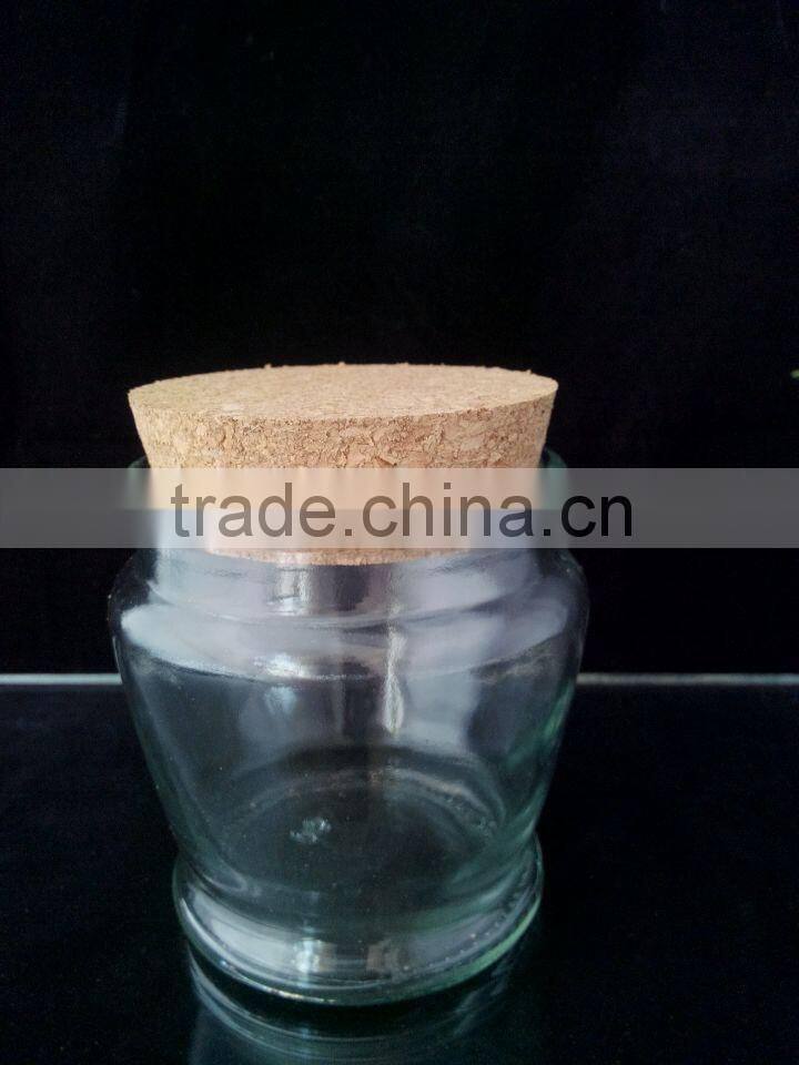 2016 new style popular empty glass jar with cork lid as candle holder