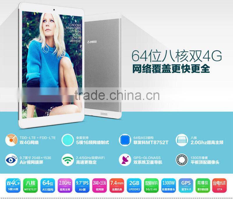 9.7 inch Teclast T98 octa core RAM 2GB ROM 16GB IPS Retina 2048*1536 Android 4.4 4G Phone Call tablet