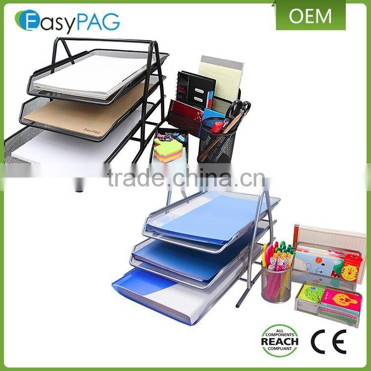 EasyPAG 3 in 1 white luxury metal executive office desk organizer set
