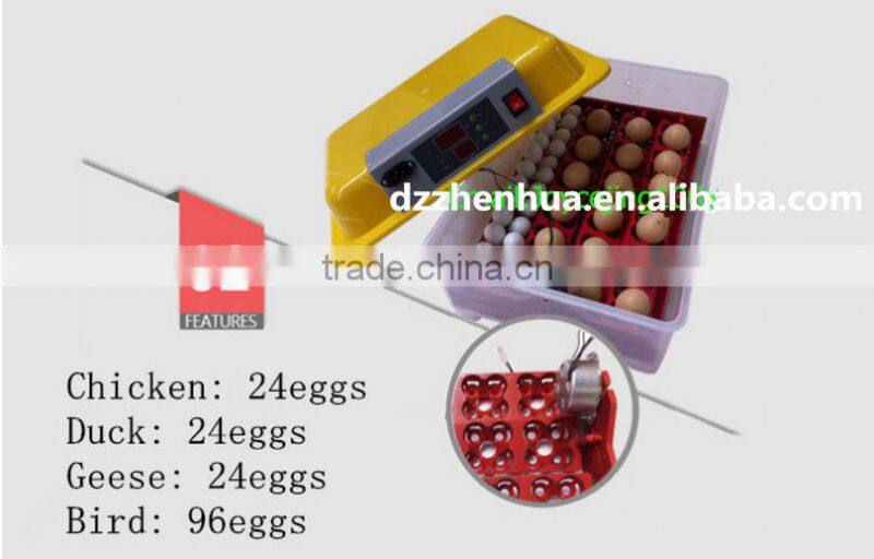 Full automatic mini chicken egg incubator ZH-24 incubator for sale