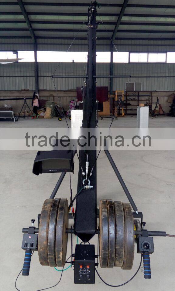 Professional 8m 3-axis pan tilt head portable camerajib crane for video camera