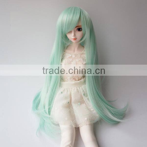 long straight light green bjd/blythe doll wigs