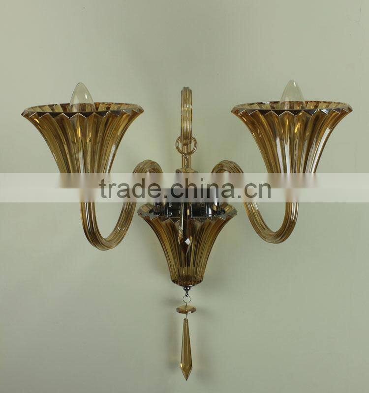 Amber glass pipe wall lamp