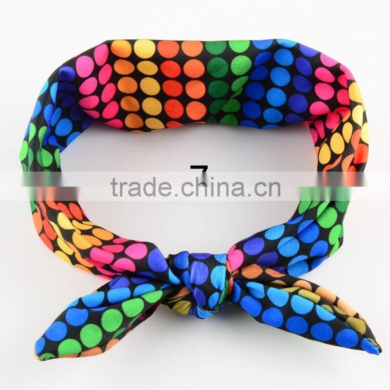 Whlesale Elegant Vintage Camo Fabric Hair Accessories For Baby Girl Dress Hair Band Bunny Ear Baby Bowknot