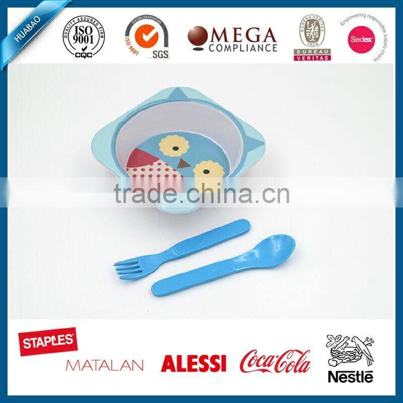 NEW Owl design melamine dinner set for children , bowl and plate set for children