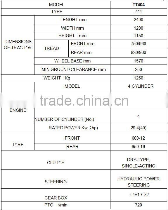 40Hp 4wd tractor garden tractors for sale