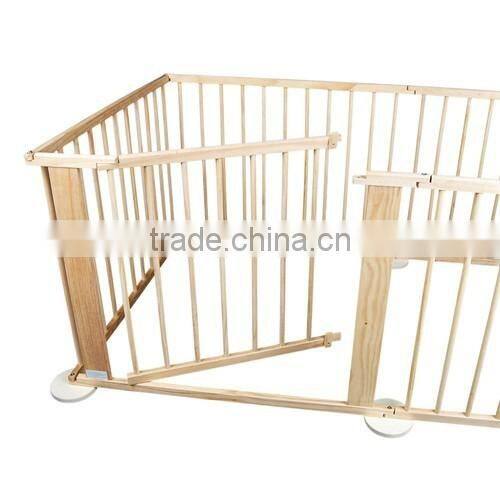 European standard 6sides folding natural color wooden baby playpen