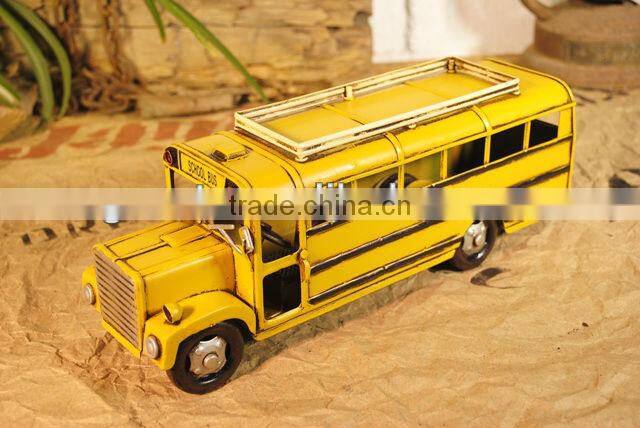 Antique metal handicraft bus model with paint