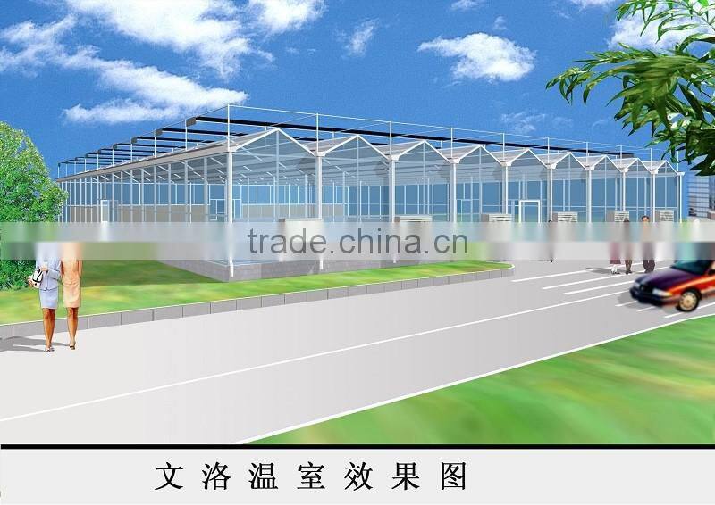 Venlo Type Glass Panels Agricultural Multi-Span Greenhouse With Sun Shade &Control System