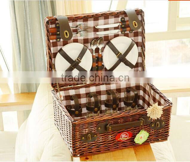 handmade luxury round wicker picnic basket with handle wholesale