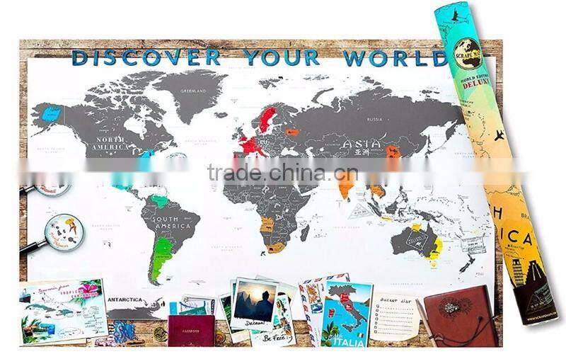 Scrape Map World Map Personalized Scrape off XL Size Unique and Large World Map Poster with a Layer AMA-16