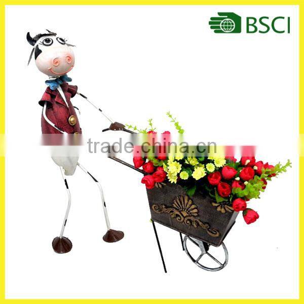YS12265 Metal doll with a cow flower pot