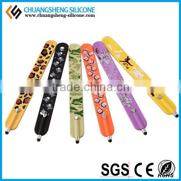 ad promotion gift mobile phone & tablet touch screen silicone stylus pen with slap band from China factory