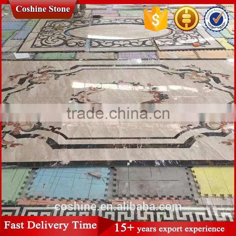 Decoration white cream marble flower pattern waterjet marble mosaic