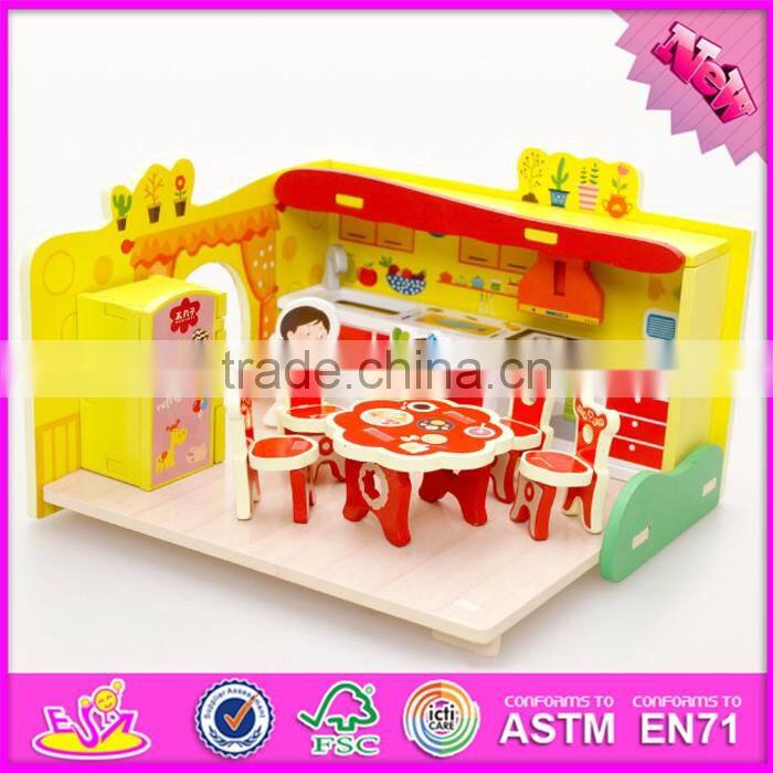 2017 New design children pretend play wooden diy kitchen toy W03B058