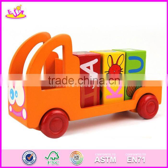 2017 New design toddlers loading blocks kids wooden toy trucks W04A336