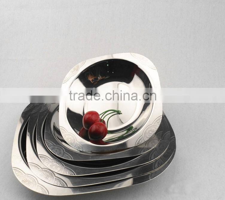 Custom made deep thick wall stainless steel dinner plate & dishes