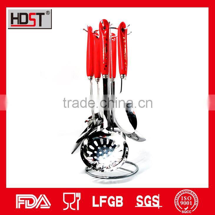 Ceramic red flower handle kitchen appliance korean popular 304 stainless appliances for kitchen