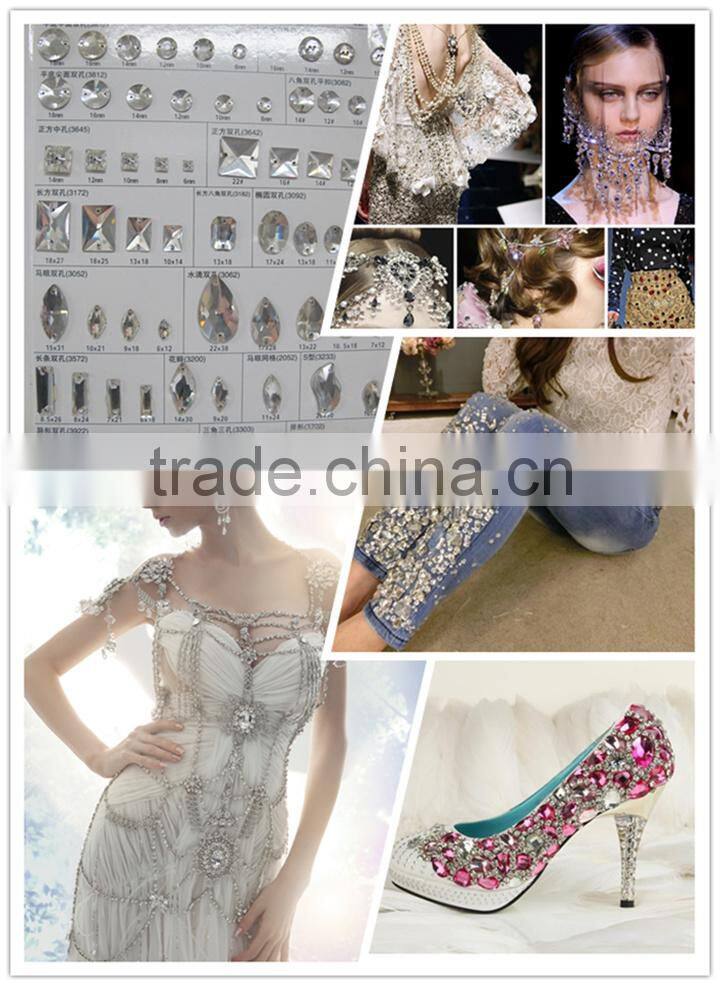 Trimming round shape crystal sew acrylic stones rhinestones and glass stones