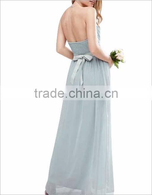 2016 simple design sleeveless long dress chiffon new style for women