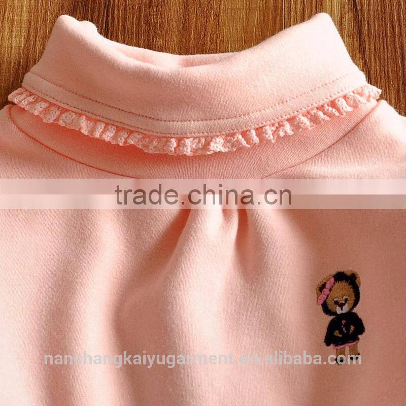 The new kids girls spring and autumn jacket bear solid grounding shirt children baby all-match Long Sleeve Shirt
