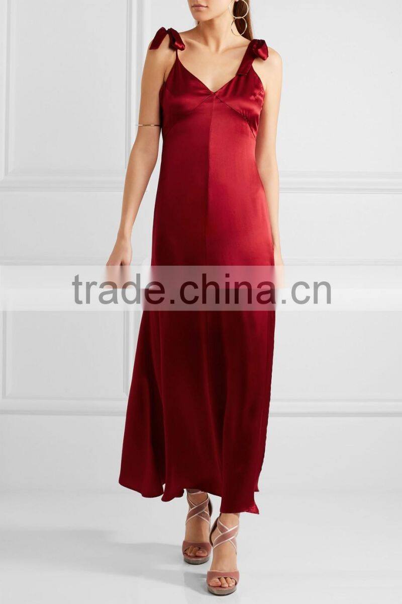 Slip-Style Sexy Nighty Silk Maxi Dresses Ladies Night Long Evening Party Wear Gown 2016 HSD5806