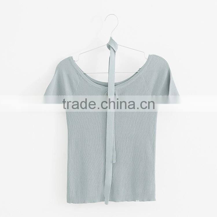 2016 fashinable sexy turtle neck knitting short sleeves shirt for girls