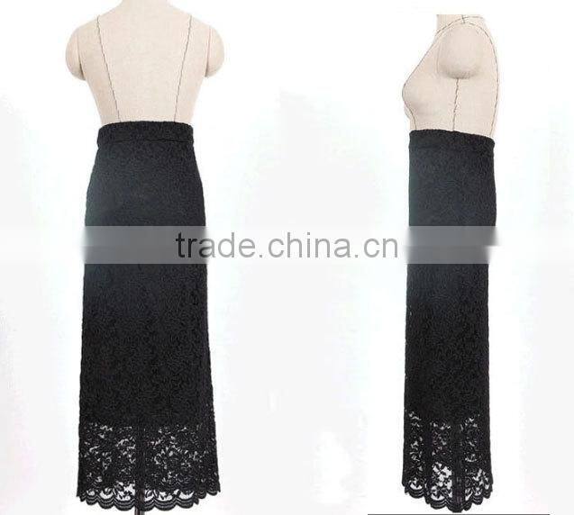 New Arrival Ladies/Women's Fashion slim fit long black lace skirt