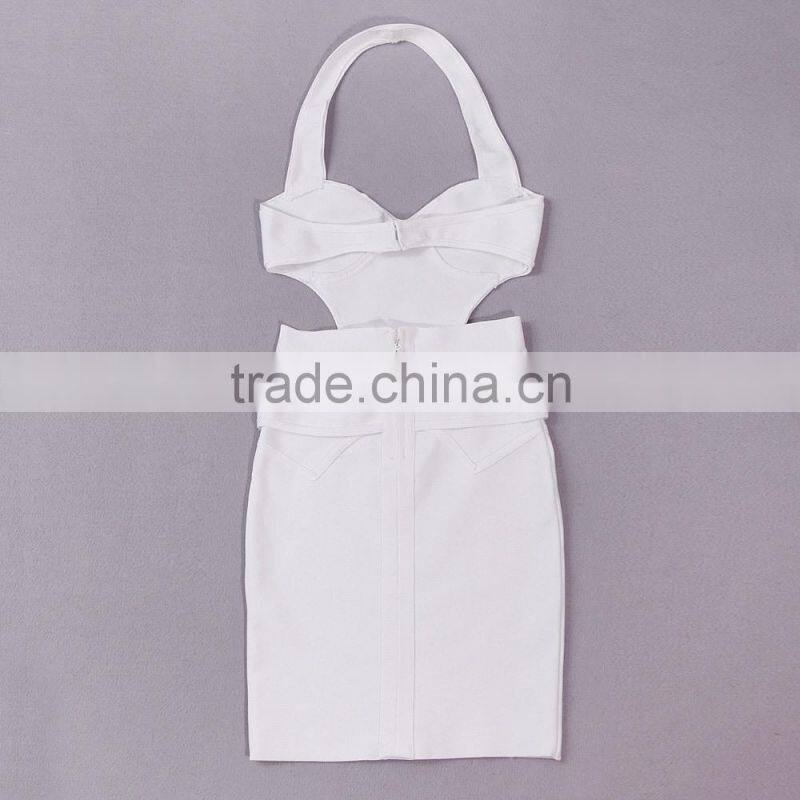 Sexy backless boycon bandage dress in white H1019