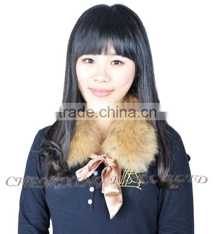 Collar-R6 Winter Morden Ladies Satin Lace Genuine Raccoon Banded Fur Collar