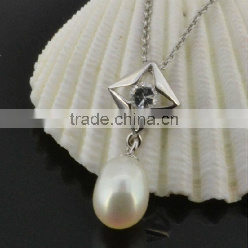 Fashion jewelry factory lady's pearl necklaces silver