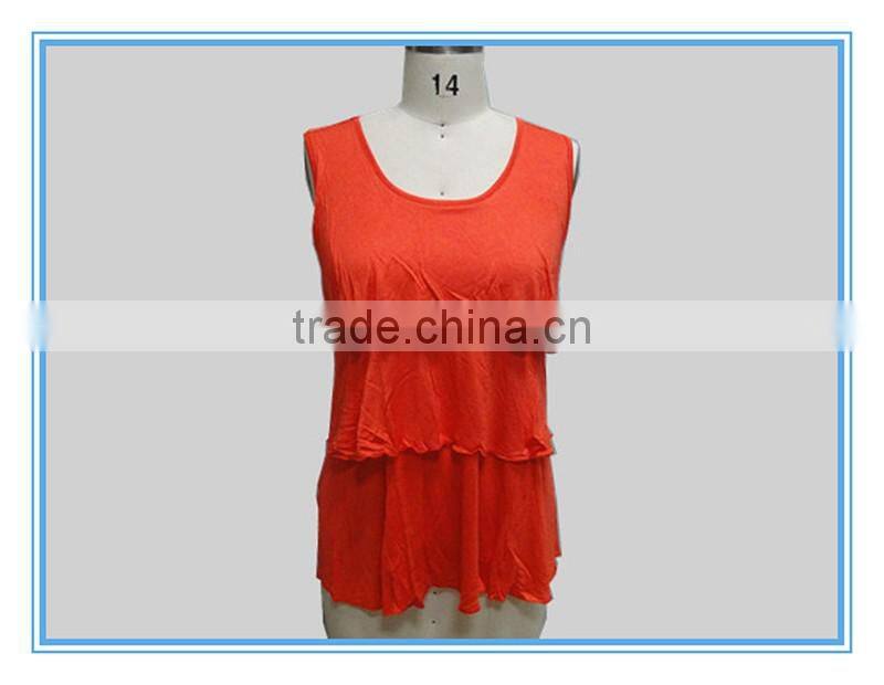 Fashion Solid Color Three Layers Chiffon Knitted Sleeveless Blouse