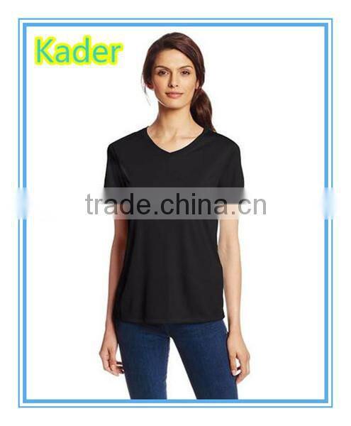 60% cotton 40% polyester womens t-shirts,Custom Dry Fit womens V-Neck Tee