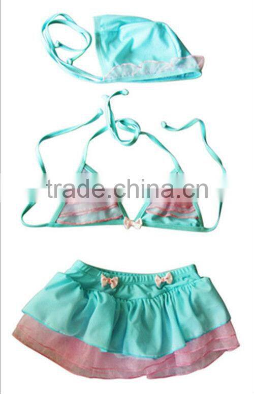 Hot sale three-piece swimsuit baby Leopard swimwear sun hat child swimwear twinset Bikini swimwear with cap girl swimsuit