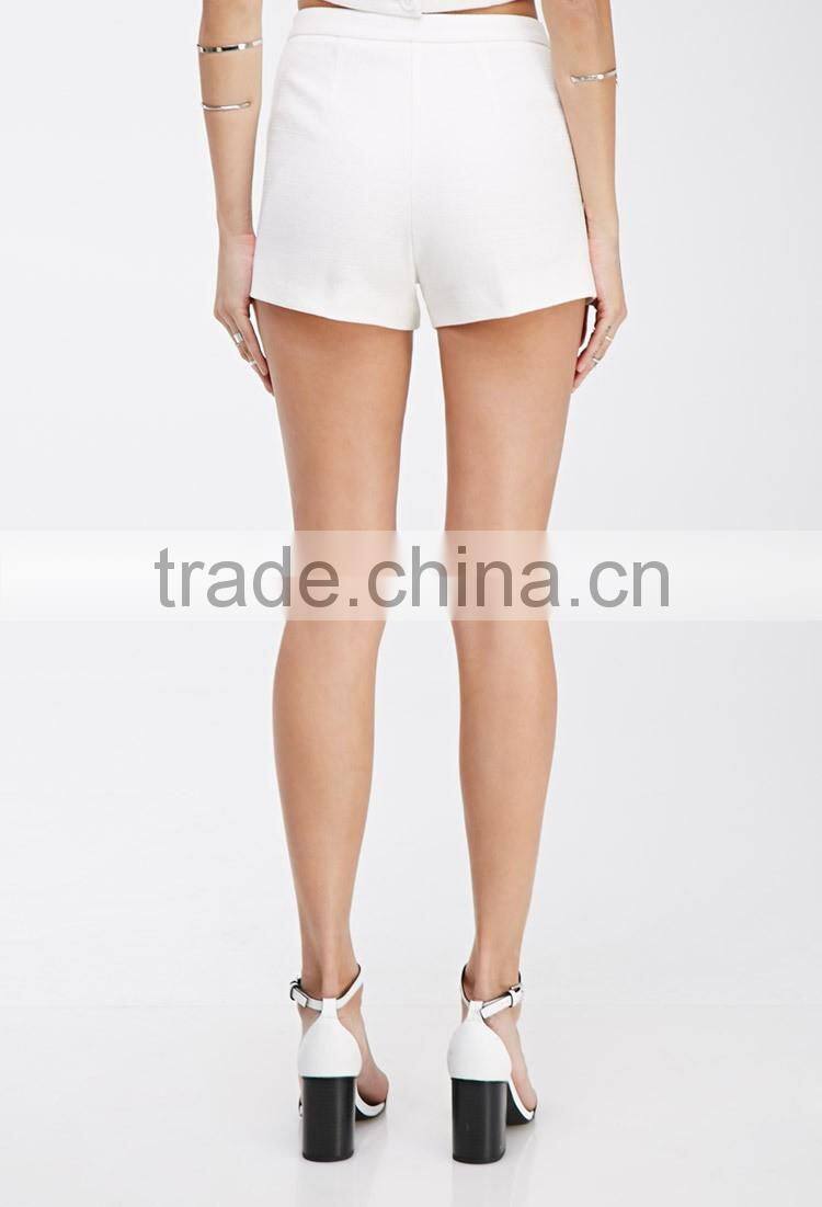 wholesale high quality cheap high-waisted wihte cotton short for women