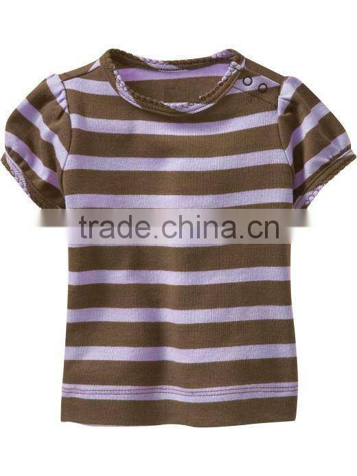INFANT GIRLS STRIPED TOP WITH PLACKET OPEN