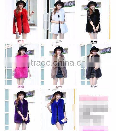 CN-R-32 2015 lady long fox fur vest real