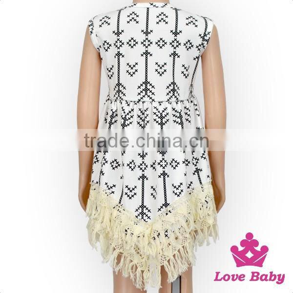 48BQA142 Lovebaby Stylish Little Girls Sleevless Printed Dress With Baby Cute Hat Pari Dress For Baby Girl