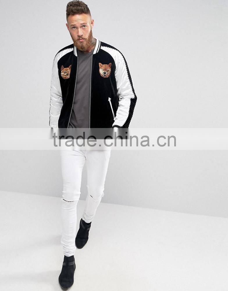 2017 newest arrival black customized colors size material men plain baseball jacket