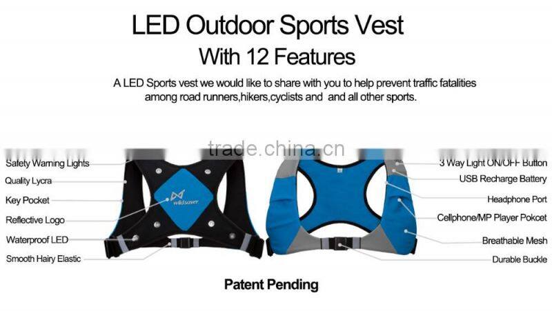 LED X running man vest design for night joggers