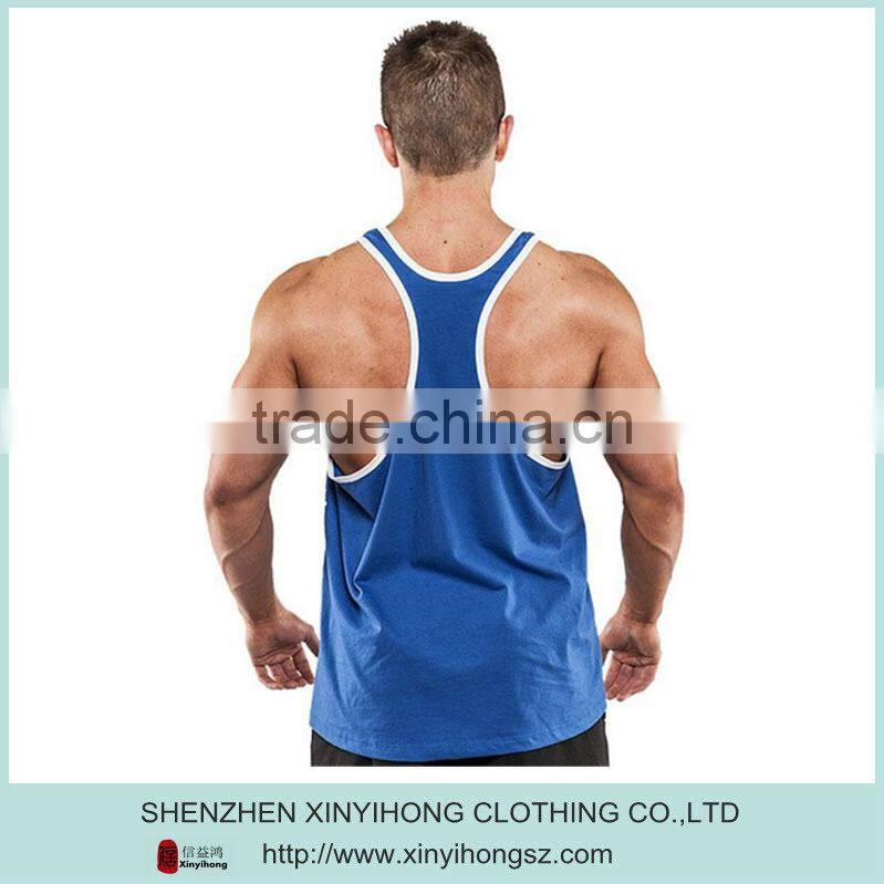blue color fitness wear,wholesale sports singlet,contrast side tank tops