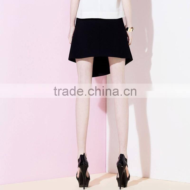 European streetwear mini tight black irregular A-line hip package skirt